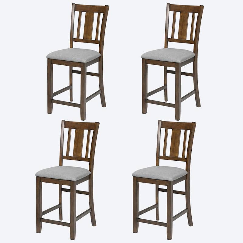 Set of 4 Counter Height Dining Chairs with Padded Seats - Walnut