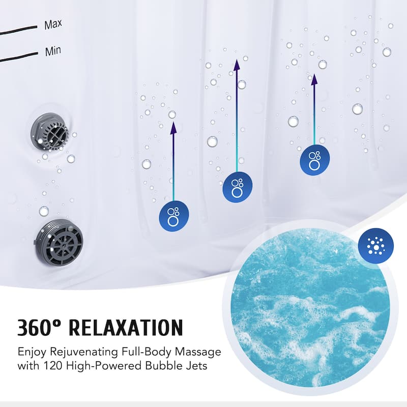 CO-Z Square Inflatable Hot Tub, 4 Person Blow Up Portable Hot Tub