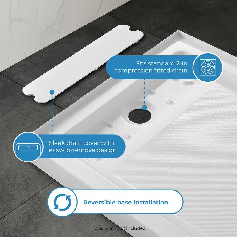 Adena White Shower Base 60x36 in white