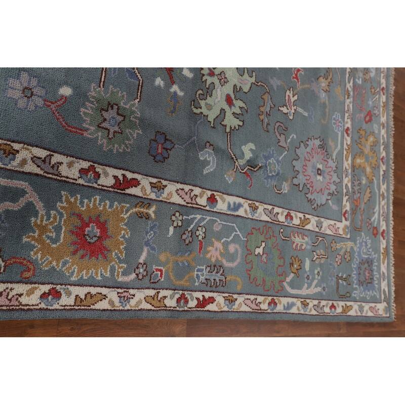 All-Over Floral Oushak Oriental Area Rug Handmade Wool Carpet - 8'10"x 11'11"