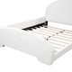 preview thumbnail 8 of 12, Full Size Upholstered Platform Bed with Cartoon Ears Headboard, White - Sturdy Frame & Comfortable Design for Kids
