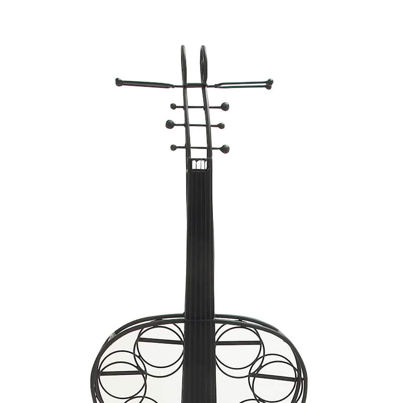 Metal Cello 26 Bottle Standing Wine Rack - Black - Roche River Decor - 8"W x 27"L x 68"H