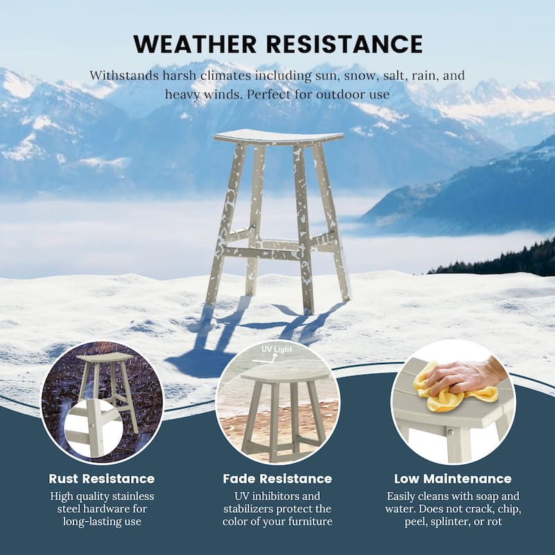 Laguna Hdpe All Weather Outdoor Patio 29" Saddle Seat Bar Stool (Set Of 2)