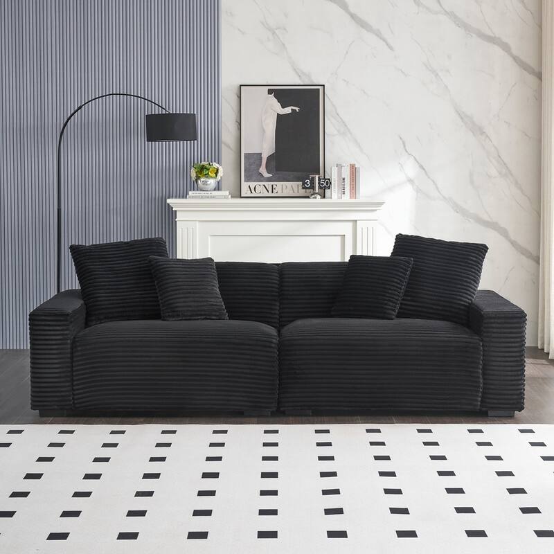 104.72-inch 4-seat large sofa with 4 throw pillows