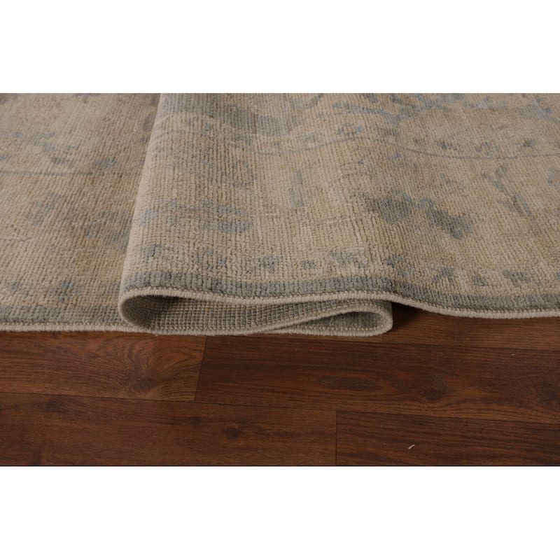 Vegetable Dye Grey Oushak Oriental Area Rug Hand-Knotted Wool Carpet - 6'2"x 9'2"