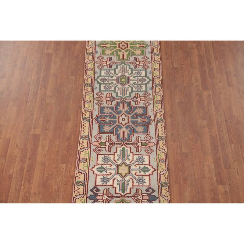 Traditional Heriz Serapi Runner Rug Hand-Knotted Wool Carpet - 2'7"x 8'1"