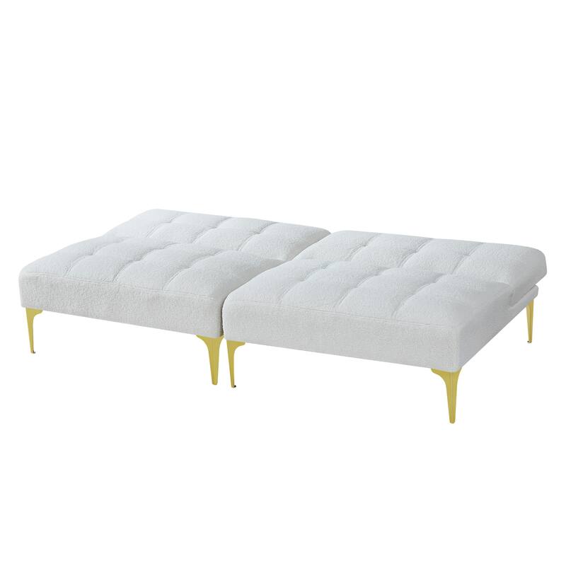 Convertible Sofa Bed with Teddy Fabric, Freely Configurable Sections