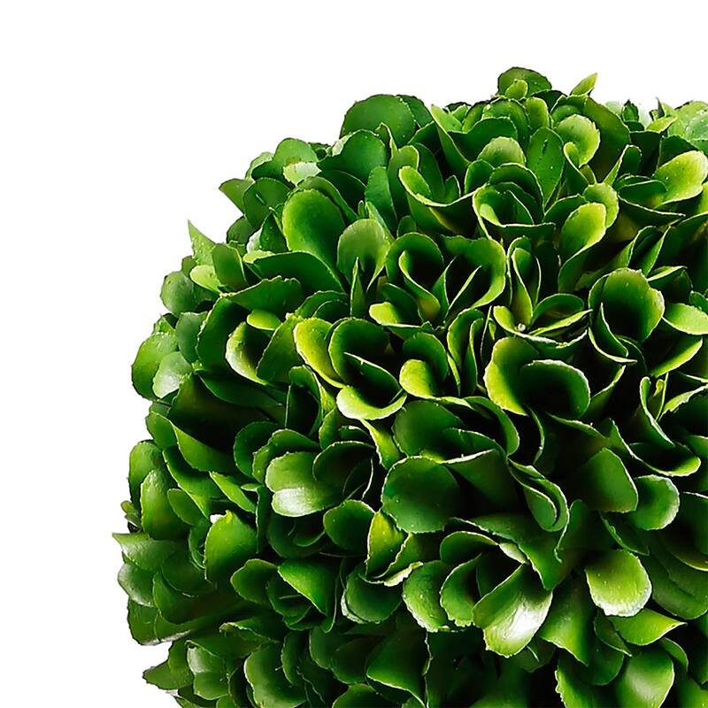 Two-Tiered Faux Boxwood Sphere Topiary in Cream Pot