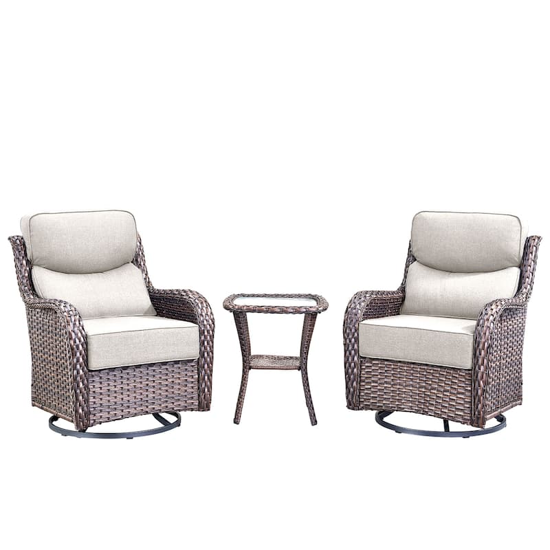 Pocassy Outdoor Glider Chairs Table with 4Inch 5Inch 6Inch Cushion