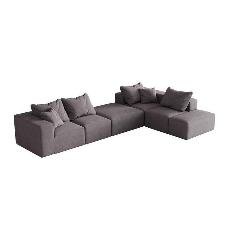Living Room Modular Couch Chenille Upholstered Sectional Sofa Set