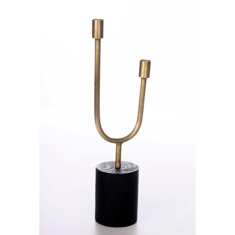Libra Wooden Iron Candle Holder Weathered - N/A