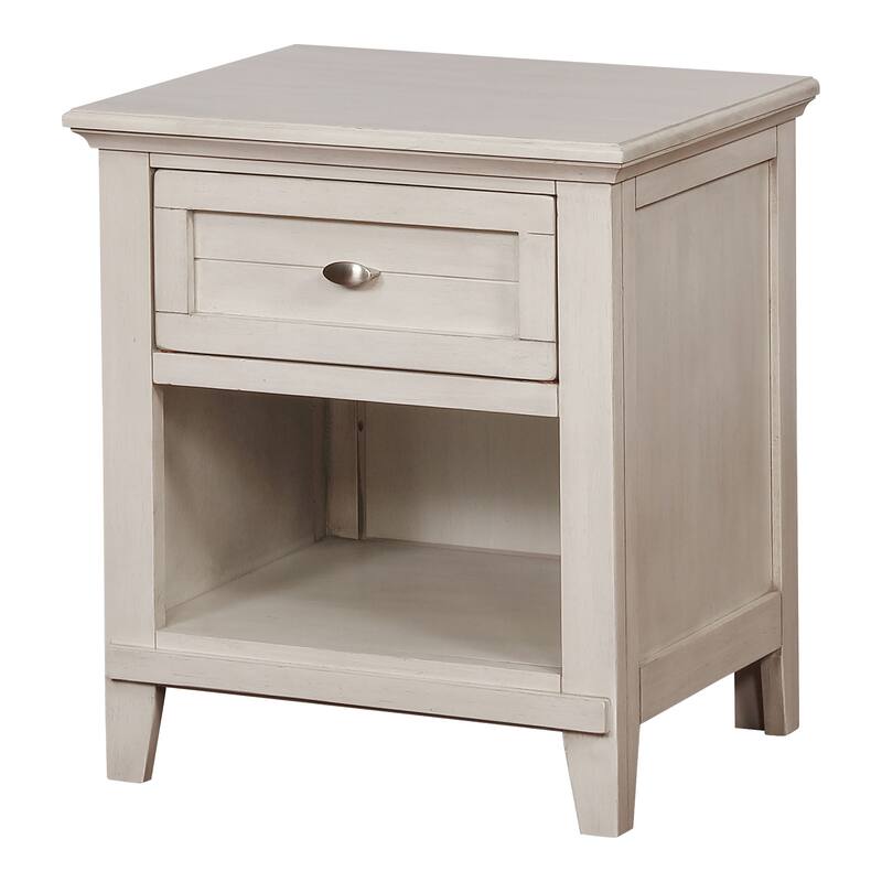 Dospat Transitional Wood 1-Drawer Lower Open Shelf Nightstand by Furniture of America