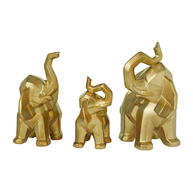 Porcelain Ceramic Elephant Decorative Sculpture - Set of 3 Gold or Silver - Roche River Decor - Gold