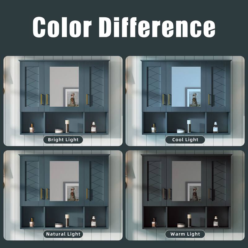 35 Inch Wall Mounted Bathroom Medicine Cabinet with Mirror, Adjustable Shelves, Soft Close Doors