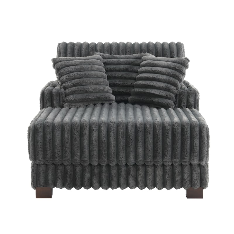 Modern Upgraded Plush Fabric Sofa Chaise Lounge with Pillows