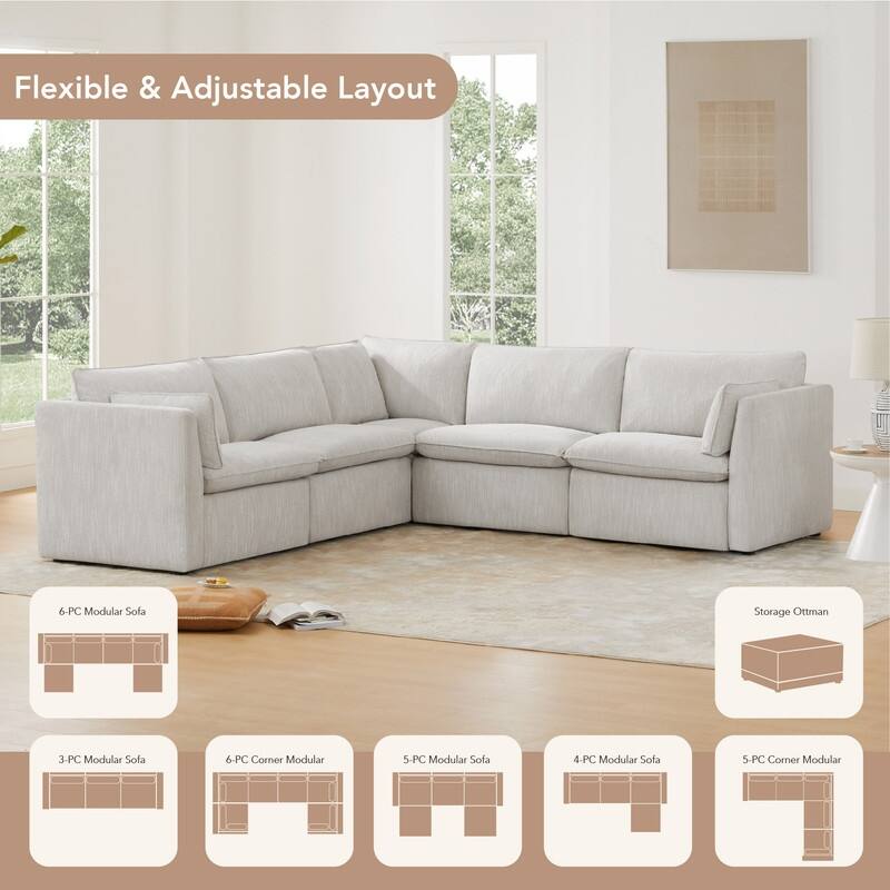 Cypress L-shape Sectional Couches Modular Sofa with Ottoman