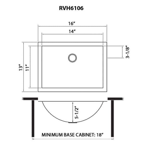 Ruvati 16 x 13 inch Brushed Stainless Steel Rectangular Bathroom Sink ...