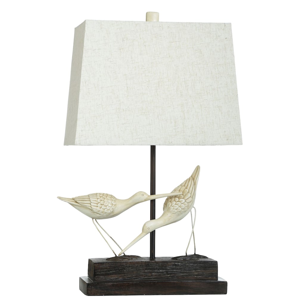 StyleCraft Sandpiper Black and White Table Lamp - White Hardback Fabric Shade
