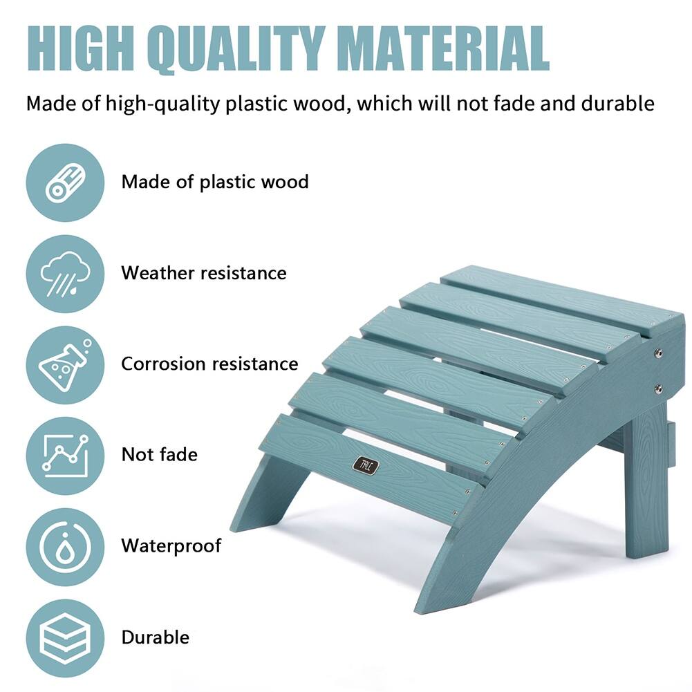Adirondack Ottoman Footstool Chair with FadeResistant Plastic Wood