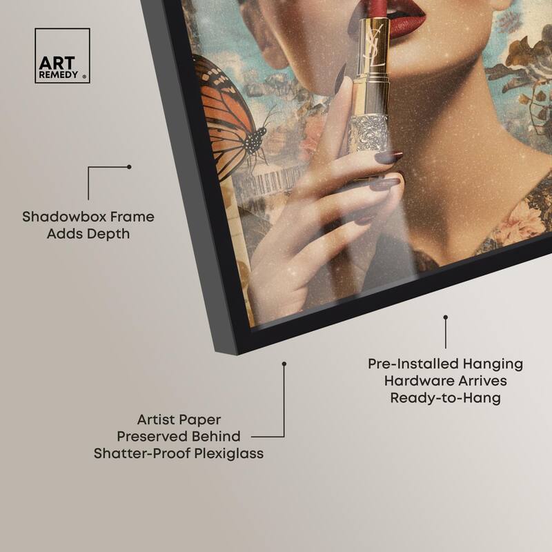 Iconic Lady Butterfly Collage II Shadowbox by Art Remedy
