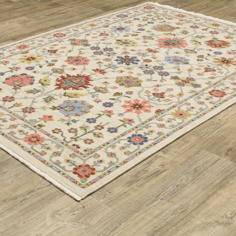 Style Haven Lawson Traditional Floral Wool Fringe Edge Area Rug