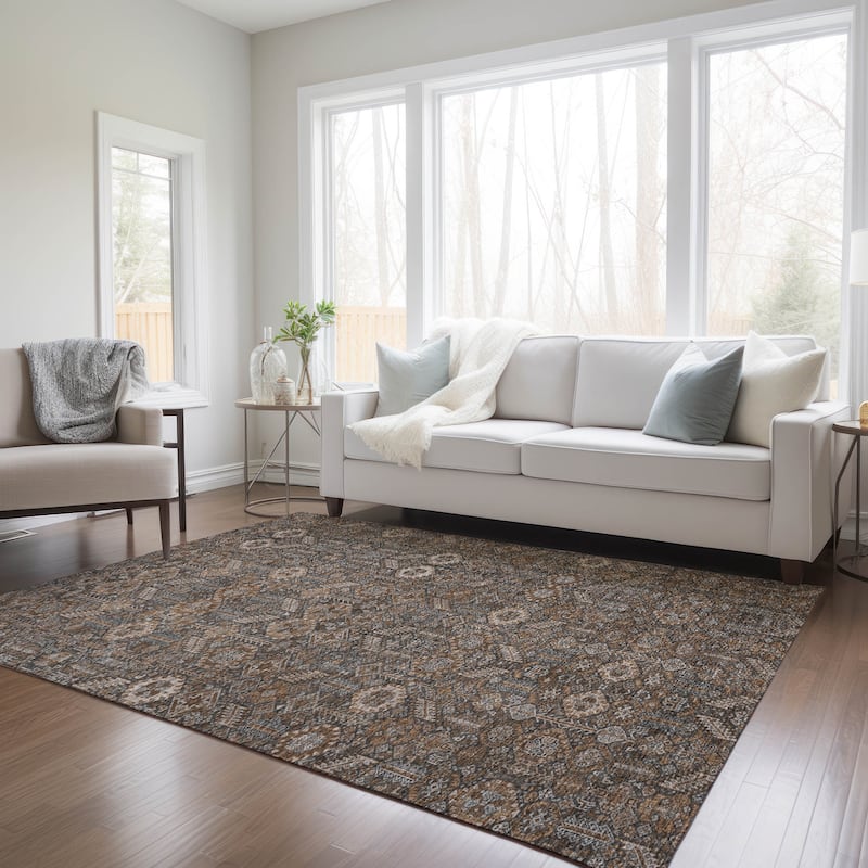 Machine Washable Indoor/ Outdoor Traditional Boho Chantille Rug - Chocolate - 2'6" x 3'10"