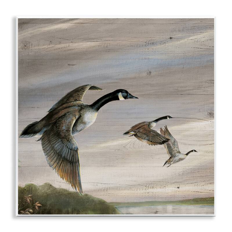 Stupell Flying Geese over Rustic Wall Plaque Art Design By Ruane Manning - 12 x 12