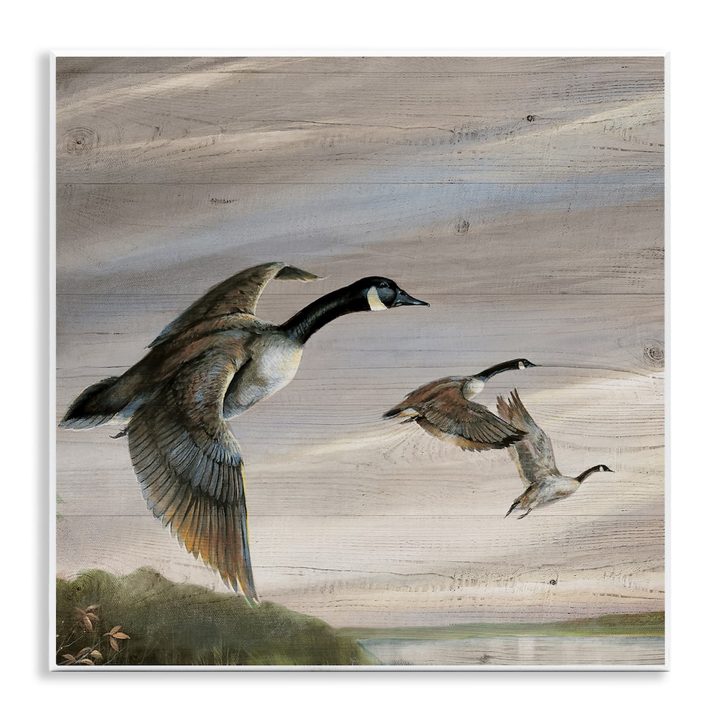 Stupell Flying Geese over Rustic Wall Plaque Art Design By Ruane Manning