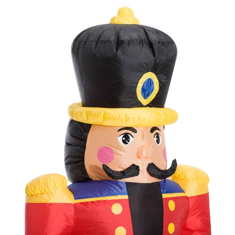 HOMCOM 6 ft. Christmas Inflatable Nutcracker Soldier, Outdoor Blow-Up Holiday Yard Decoration with LED Lights Display