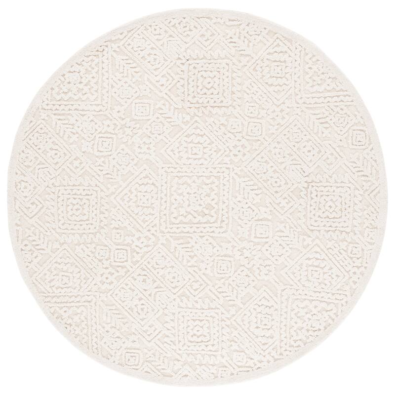 SAFAVIEH Handmade Textural Treena Contemporary Wool Rug - 6' Round - Ivory