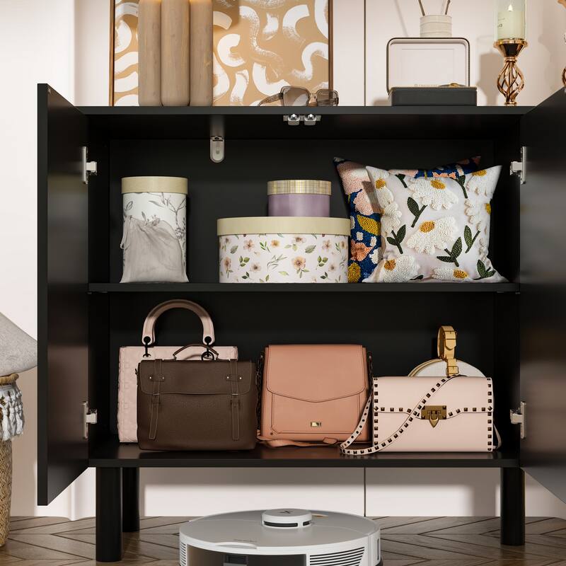 White Sideboard Bookcase Kitchen Cabinet Buffet Credenza End Table Whie/Black