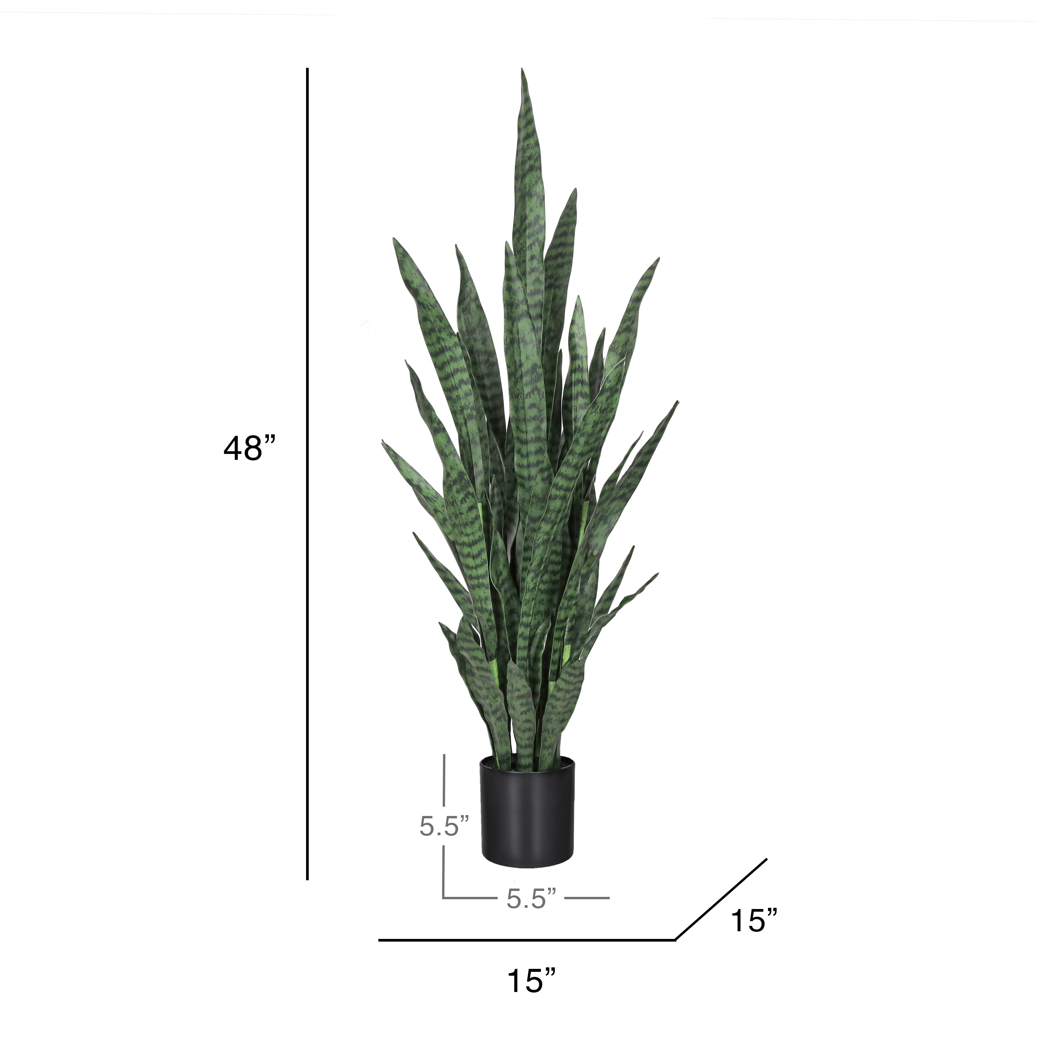 4ft Artificial Sansevieria Snake Plant in Black Pot - 48" H x 15" W x 15"  DP - On Sale - Bed Bath & Beyond - 42094357
