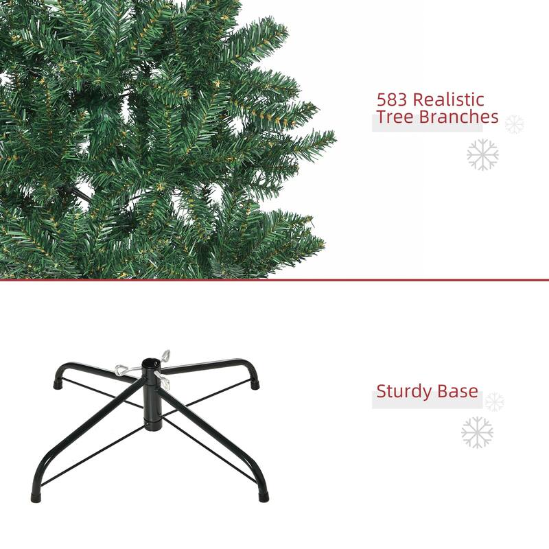 6FT Tall Unlit Slim Fir Artificial Christmas Tree with 583 Tips