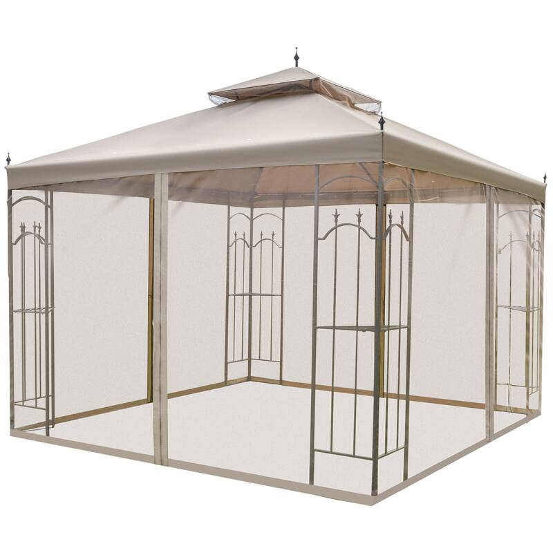 10' x 10' Patio Gazebo with Corner Frame Shelves