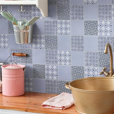 Merola Tile Classico 4" Square Blue 11-5/8" x 11-5/8" Porcelain Floor and Wall Tile