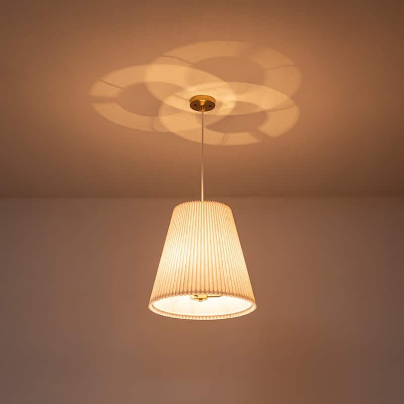 Scandinavian White Linen Pleated Conical Lantern Chandelier