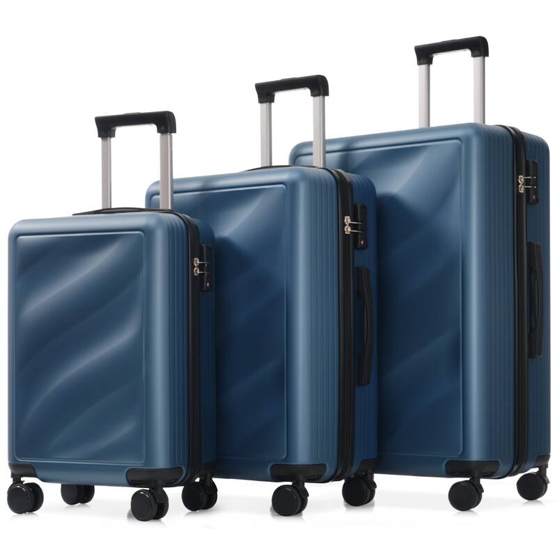 Luggage Set 3 Piece, Lightweight Durable ABS Suitcases with Spinner Wheels and TSA Lock, Carry-on & Checked Travel Luggage - Dark Blue