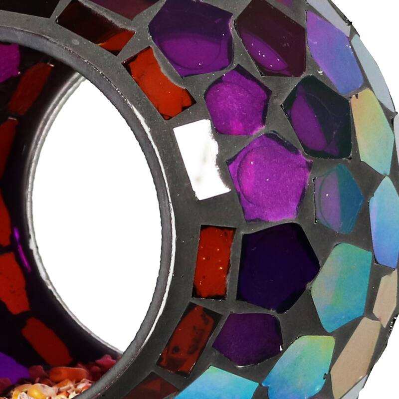 Sunnydaze Mosaic Fly-Through Hanging Bird Feeder - 6" - Iridescent Purple