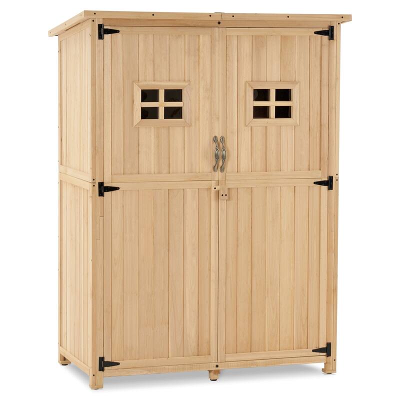 MCombo Large Outdoor Storage Cabinet Shed with Lock (46.9" x 22.4" x 66") , Wooden 1911 - 46.9" x 22.4" x 66" - Natural