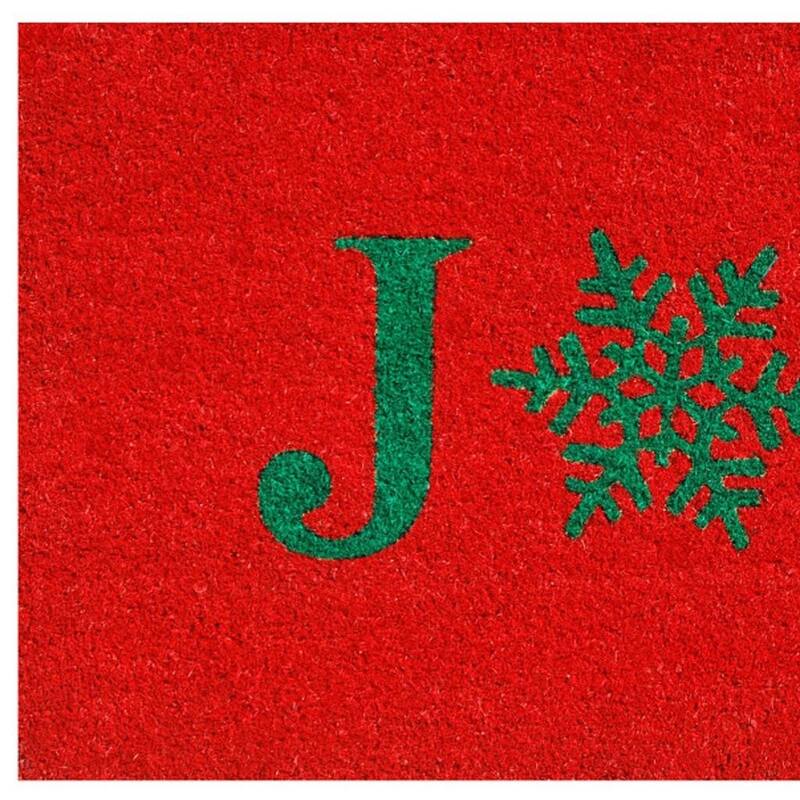 HomeRoots 17" X 29" Red And Green Christmas Outdoor Coir Door Mat - 17.00' X '29.00
