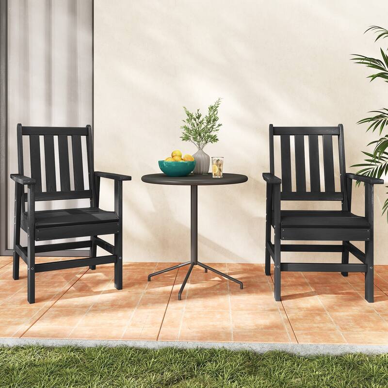 Gymax 6PCS Patio Dining Bench Set Outdoor HDPE Weather Resistant Table