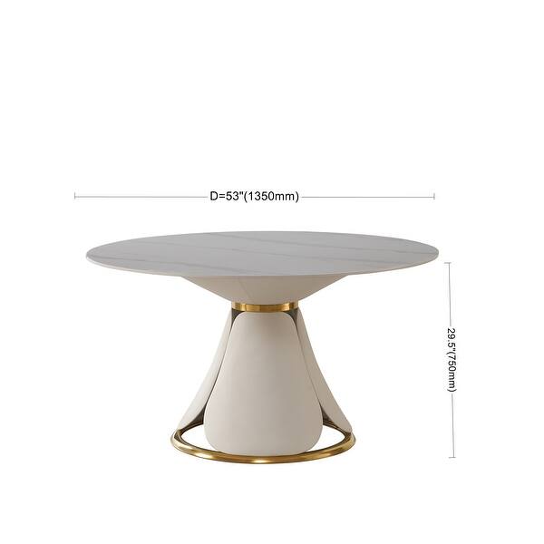 53 inch Modern sintered stone round dining table with stainless steel ...