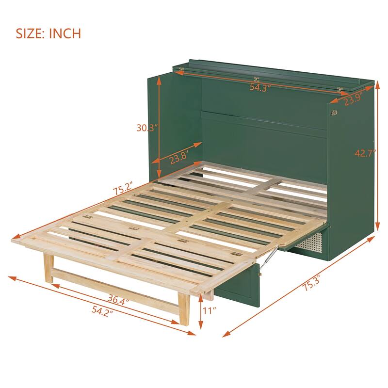 Murphy Bed with Versatile Storage and Large Drawers