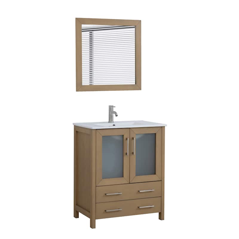 Vanity Art 30-in. Single-sink Bathroom Vanity w/ Wall Mirror - 29.1 W x 18.1 D x 35.8 H