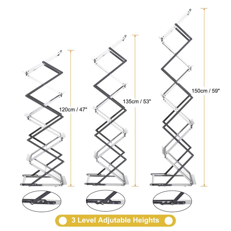 Foldable Aluminum Magazine Display Racks 6 Layers A4 Stand Literature Rack - Silver Tone