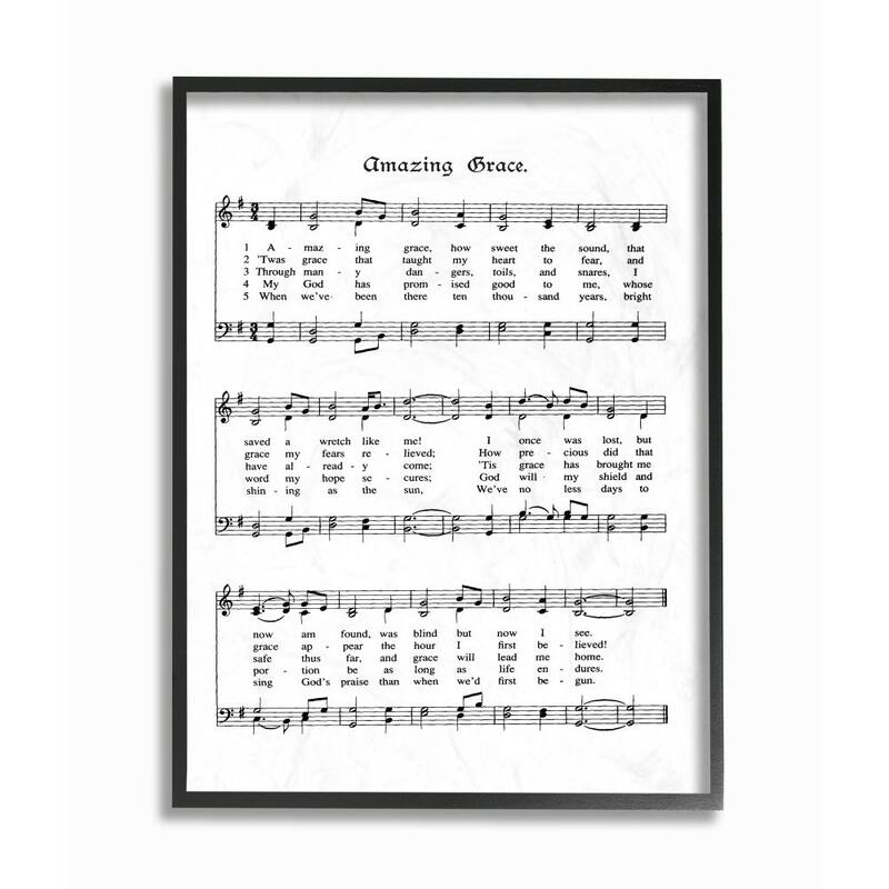 Stupell Amazing Grace Vintage Sheet Music Framed Giclee Texture Art