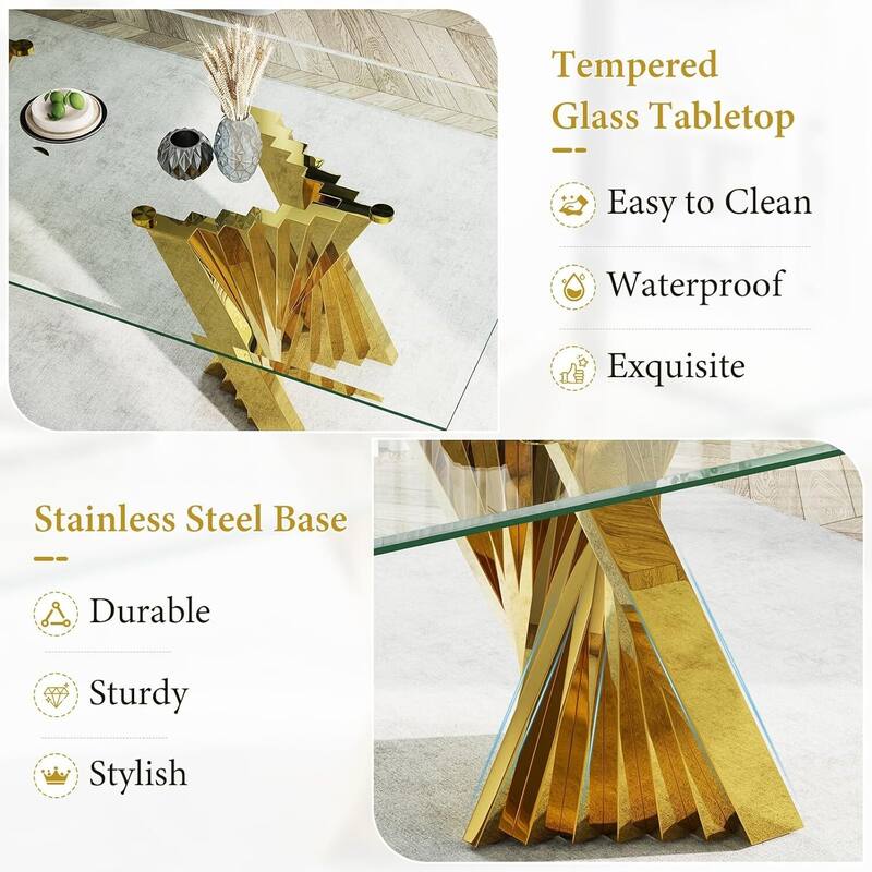 78 inch and 94 inch Glass Dinner Table Falcone Kitchen and Dining Table