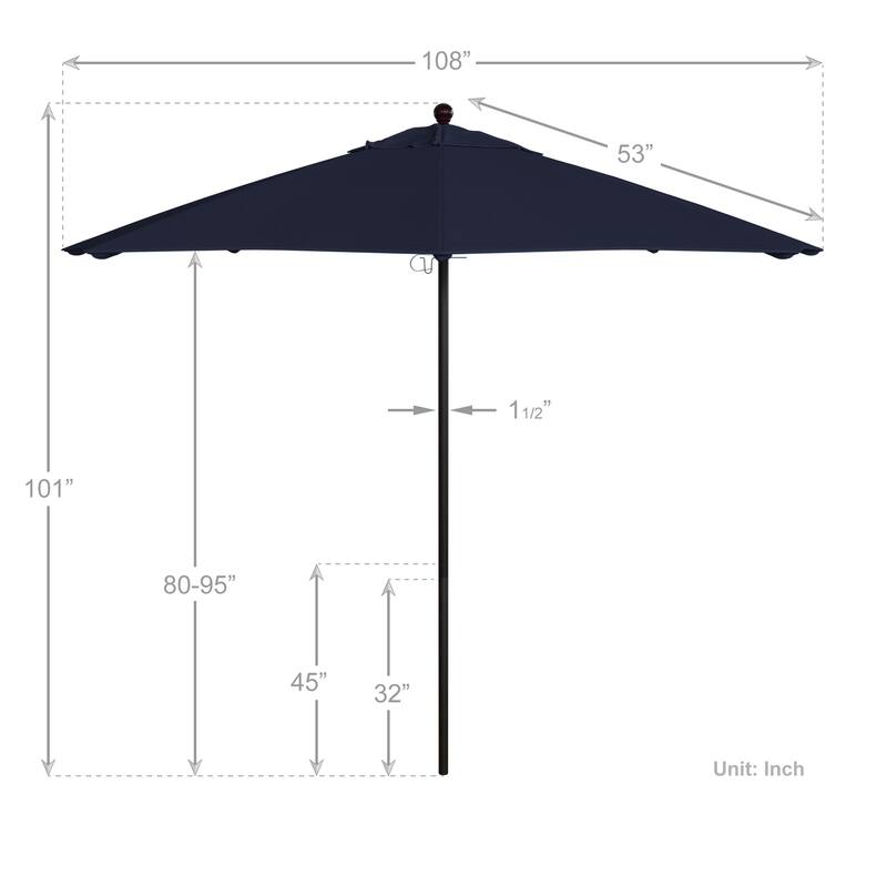 California Umbrella 9' Rd. Aluminum Frame, Fiberglass Rib Market Umbrella, Push Open, Bronze Finish, Pacifica Fabric