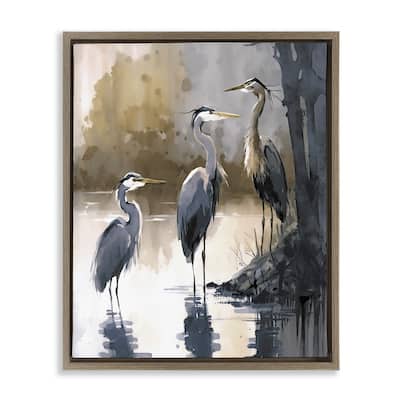 Stupell Lake View Herons Framed Floater Canvas Wall Art Design by Ray Powers