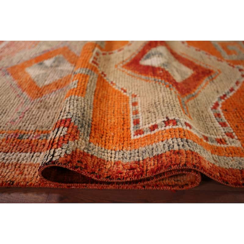 Transitional Oushak Oriental Vintage Runner Rug Handmade Wool Carpet - 3'2"x 11'9"